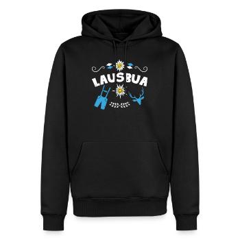 Lausbub Bayerisches Shirt Lausbua Freistaat Bayern - Men’s Premium Organic Hoodie - black - Front - Nico (187cm)