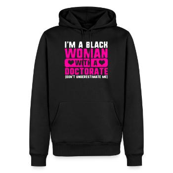 Chemise PHD, je suis une femme noire avec un doctorat - Sweat à capuche Premium bio Homme - noir - Devant - Nico (187cm)