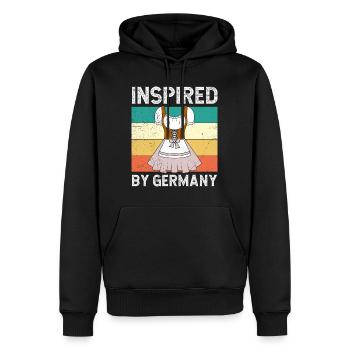 Dirndl Shirt Inspired by Germany Bayerische - Männer Premium Bio Hoodie - Schwarz - Vorne - Nico (187cm)