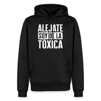 Boyfriend-Hemd, Alejate Soy De La Toxica T-Shirt, - Männer Premium Bio Hoodie - Schwarz - Vorne - Nico (187cm)