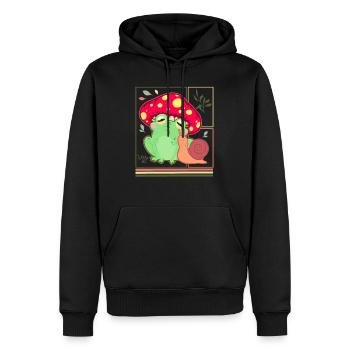 Goblincore Shirt, Frog Mushroom Snail Cute Tee, - Men’s Premium Organic Hoodie - black - Front - Nico (187cm)