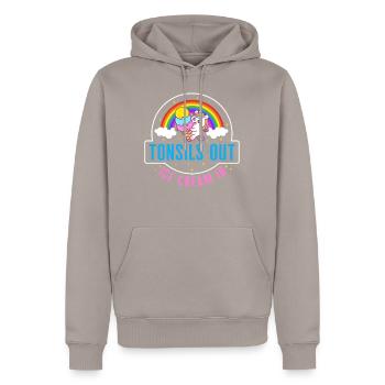 Tonsil Removal Shirt, Tonsils Out Ice Cream In - Men’s Premium Organic Hoodie - taupe - Front - Nico (187cm)
