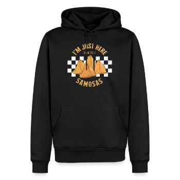 Chemise Indonésie, je suis juste là pour les Samosas - Sweat à capuche Premium bio Homme - noir - Devant - Nico (187cm)