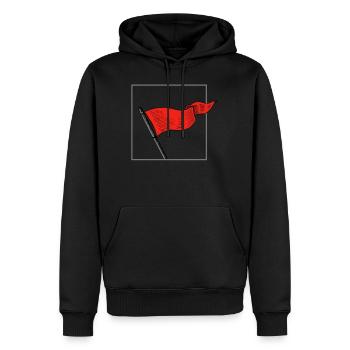 Relationships Shirt, Red Flag Design Funny Pocket - Men’s Premium Organic Hoodie - black - Front - Nico (187cm)