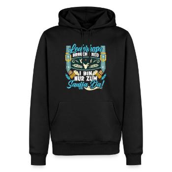 Lederhosn Brauch I ned Bin zum Sauffn Da Bierfan - Männer Premium Bio Hoodie - Schwarz - Vorne - Nico (187cm)