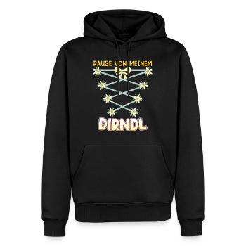 Trachten Shirt Damen Pause von meinem Dirndl - Männer Premium Bio Hoodie - Schwarz - Vorne - Nico (187cm)