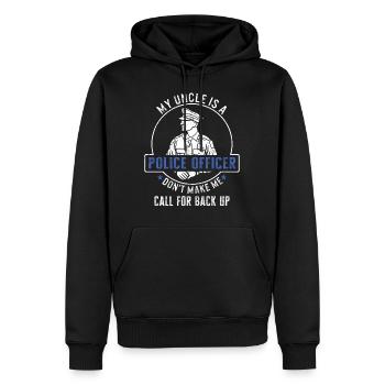 Chemise de police, mon oncle est policier Ne le faites pas - Sweat à capuche Premium bio Homme - noir - Devant - Nico (187cm)