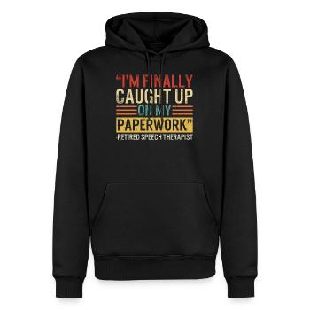 Logopäden-Shirt, das ich endlich eingeholt habe - Männer Premium Bio Hoodie - Schwarz - Vorne - Nico (187cm)