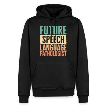 Chemise d’orthophoniste, Future Speech Language - Sweat à capuche Premium bio Homme - noir - Devant - Nico (187cm)