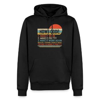 Programmierer-Shirt, Wie ich Code 1 mache, damit es funktioniert 2 - Männer Premium Bio Hoodie - Schwarz - Vorne - Nico (187cm)