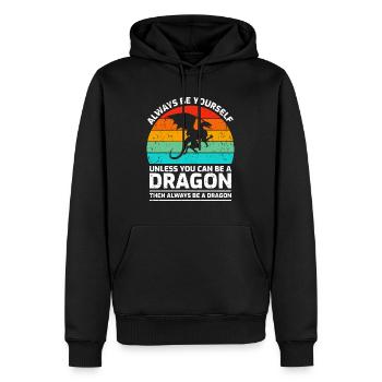 Sei immer du selbst, es sei denn, du kannst ein Drache sein - Männer Premium Bio Hoodie - Schwarz - Vorne - Nico (187cm)