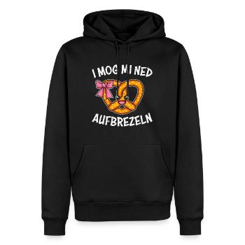 Bayerische Brezeln I Mog mi Ned Aufbrezeln Frauen - Männer Premium Bio Hoodie - Schwarz - Vorne - Nico (187cm)