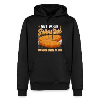 Deutsches Essen Get your Schnitzel on Beer it Up - Männer Premium Bio Hoodie - Schwarz - Vorne - Nico (187cm)