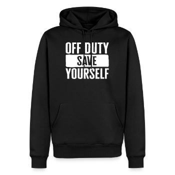 Chemise d’intervenant d’urgence, hors service Sauvez-vous - Sweat à capuche Premium bio Homme - noir - Devant - Nico (187cm)