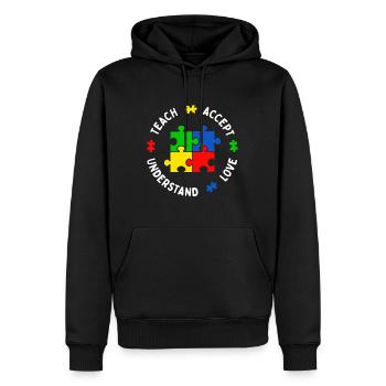 Autism Awareness Teacher Teach Accept Understand - Men’s Premium Organic Hoodie - black - Front - Nico (187cm)