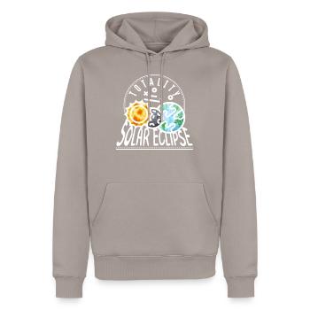 Chemise éclipse solaire, Éclipse totale de Soleil 04 08 - Sweat à capuche Premium bio Homme - taupe - Devant - Nico (187cm)