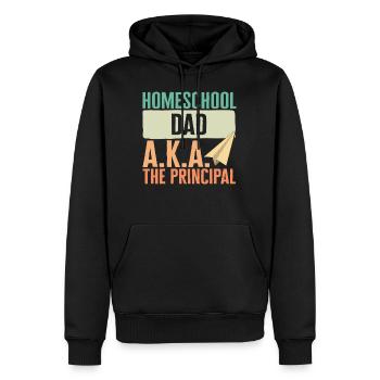 Principal Shirt, Homeschool Dad AKA The Principal - Men’s Premium Organic Hoodie - black - Front - Nico (187cm)