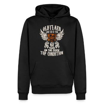 61 ans fan de voiture classique rocker biker anniversaire - Sweat à capuche Premium bio Homme - noir - Devant - Nico (187cm)