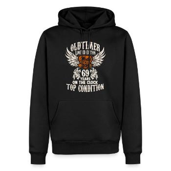 69 ans fan de voiture classique rocker biker anniversaire - Sweat à capuche Premium bio Homme - noir - Devant - Nico (187cm)