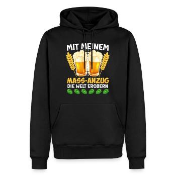 Bierfan Mit Meinem Mass-Anzug die Welt Erobern - Männer Premium Bio Hoodie - Schwarz - Vorne - Nico (187cm)