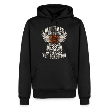 33 ans fan de voiture classique rocker biker anniversaire - Sweat à capuche Premium bio Homme - noir - Devant - Nico (187cm)