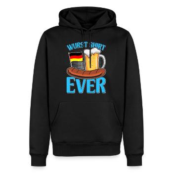 Wurst Shirt Ever Deutsches Essen Bratwurst - Männer Premium Bio Hoodie - Schwarz - Vorne - Nico (187cm)