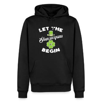 Let The Shenanigans Begin Shamrock - Men’s Premium Organic Hoodie - black - Front - Nico (187cm)