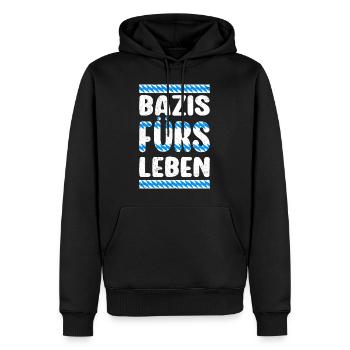 Bazis fürs Leben Bayerische Freunde Blau Weiß - Männer Premium Bio Hoodie - Schwarz - Vorne - Nico (187cm)