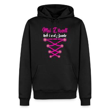 Mein Dirndl hob I ned Gfundn Bayerisches Shirt - Sweat à capuche Premium bio Homme - noir - Devant - Nico (187cm)