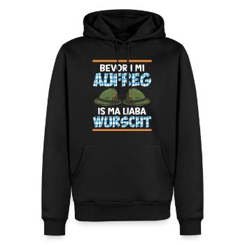 Bayern Bevor I Mi Aufreg is ma Liaba Wurscht - Männer Premium Bio Hoodie - Schwarz - Vorne - Nico (187cm)