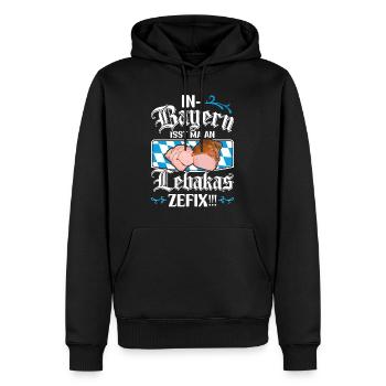 Leberkäse In Bayern Isst Ma an Lebakas Zefix - Männer Premium Bio Hoodie - Schwarz - Vorne - Nico (187cm)