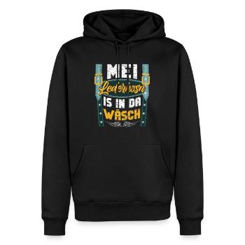 Mei Lederhosn is in da Wäsch Trachten Shirt Männer - Männer Premium Bio Hoodie - Schwarz - Vorne - Nico (187cm)