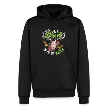 Mein Dirndl is in da Wäsch Bayerisches Dirndl Shir - Männer Premium Bio Hoodie - Schwarz - Vorne - Nico (187cm)
