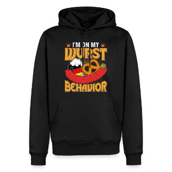 Germany On my Wurst Behavior Pretzels Beer Fan - Men’s Premium Organic Hoodie - black - Front - Nico (187cm)