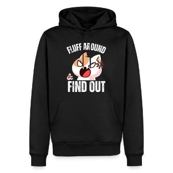 Fluff Around and find out Funny Sarcastic Cat Lady - Men’s Premium Organic Hoodie - black - Front - Nico (187cm)