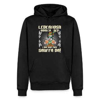 Lederhosn Brauch I ned Bin zum Sauffn Da Bierfan - Männer Premium Bio Hoodie - Schwarz - Vorne - Nico (187cm)