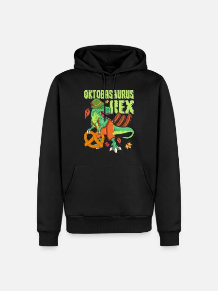 Oktobasaurus Rex Dinosaurier Brezel - Männer Premium Bio Hoodie - Schwarz