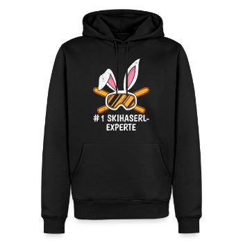 Skihaserl Experte Nummer 1 Hasenohren Frauen - Männer Premium Bio Hoodie - Schwarz - Vorne - Nico (187cm)