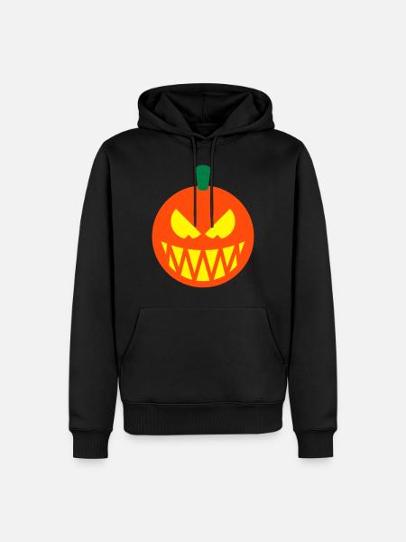Halloween Kürbis (Kürbislaterne / Emoticon / 3C) - Männer Premium Bio Hoodie - Schwarz