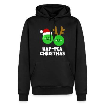 Hap-Pea Noël drôle de légume Jeu de mots végétalien - Sweat à capuche Premium bio Homme - noir - Devant - Nico (187cm)