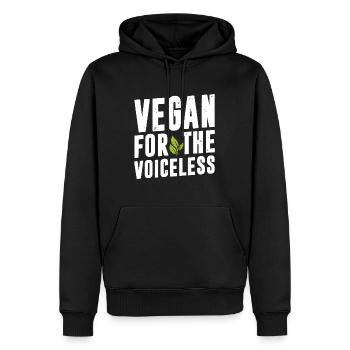 Vegan Veganism Vegetable - Vegan For The Voiceless - Men’s Premium Organic Hoodie - black - Front - Nico (187cm)