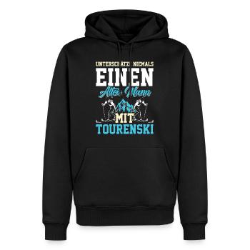 Unterschätze Nie einen Alten Mann mit Tourenski - Männer Premium Bio Hoodie - Schwarz - Vorne - Nico (187cm)