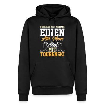 Unterschätze Nie einen Alten Mann mit Tourenski - Männer Premium Bio Hoodie - Schwarz - Vorne - Nico (187cm)