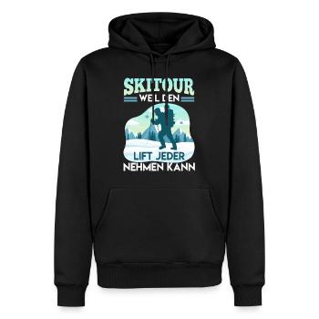 Ski Tour Weil den Lift Jeder Nehmen kann - Männer Premium Bio Hoodie - Schwarz - Vorne - Nico (187cm)