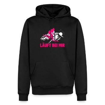 Skifahrer Läuft bei Mir Wintersportler Skifahren - Männer Premium Bio Hoodie - Schwarz - Vorne - Nico (187cm)