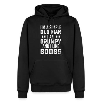 I'm A Simple Old Man I Am Grumpy And Like Boobs - Men’s Premium Organic Hoodie - black - Front - Nico (187cm)