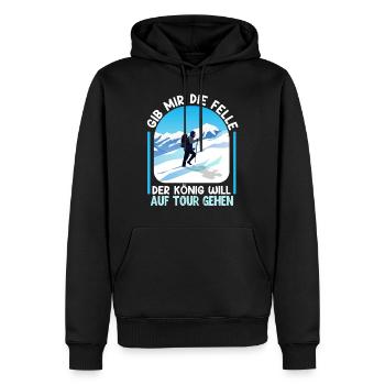 Skibergsteigen Der König will Skitouren Gehen - Männer Premium Bio Hoodie - Schwarz - Vorne - Nico (187cm)
