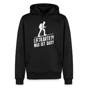 Ski Touring Liftkarte? Was ist das? Tourenski - Männer Premium Bio Hoodie - Schwarz - Vorne - Nico (187cm)