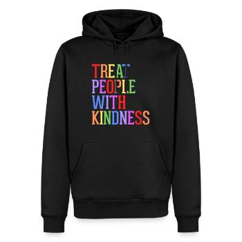 Behandeln Sie Menschen mit Freundlichkeit, Toleranz - Männer Premium Bio Hoodie - Schwarz - Vorne - Nico (187cm)