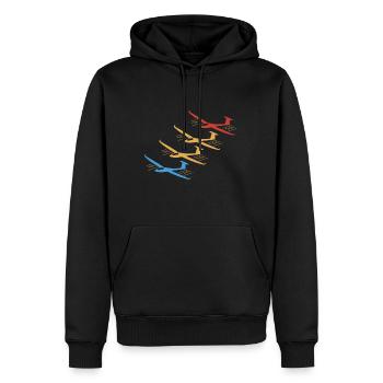 Retro Glider Sailplane Aeroplane Gift - Men’s Premium Organic Hoodie - black - Front - Nico (187cm)